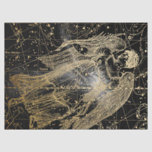 Gold and Black Galaxy Star Map Series Design 10 Tissue Paper