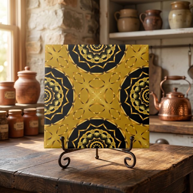 Gold and Black Geometric Arabesque Moroccan Tile (Creator Uploaded)