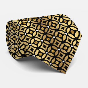 Gold And Black Geometric Pattern  Tie
