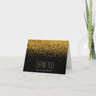 Gold and Black Glam Confetti Dots Thank you
