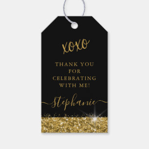 Gold and Black Glam Thank You Party Favour Gift Tags