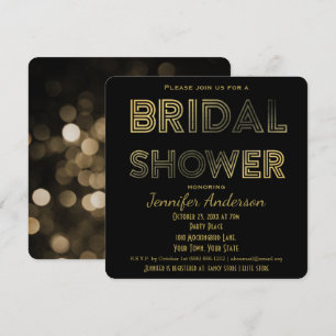 Gold and Black Glamour Hollywood Bridal Shower Invitation