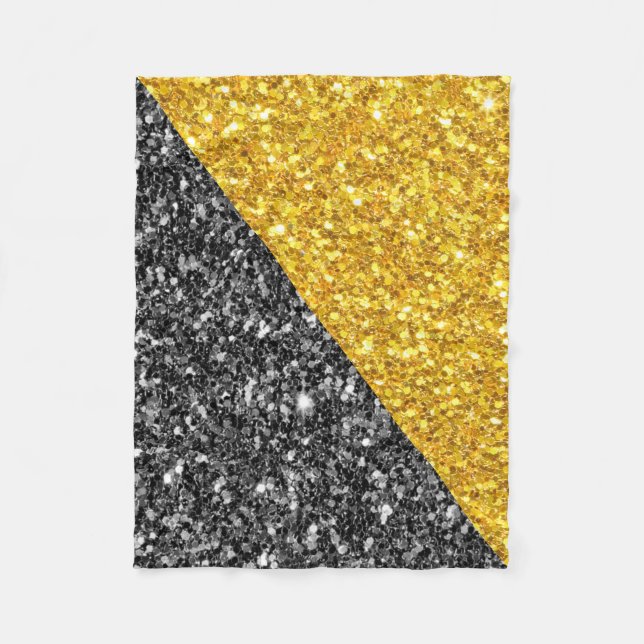 Gold And Black Glitter Fleece Blanket (Front)