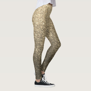 Gold and Black Glitter Ombre Sparkles Yoga Leggings