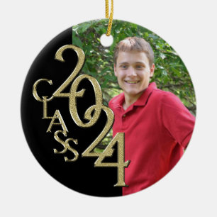 Gold and Black Graduation Class of 2018 Photo Ceramic Tree Decoration