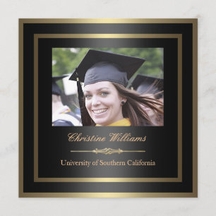 Gold and Black Graduation Invitation