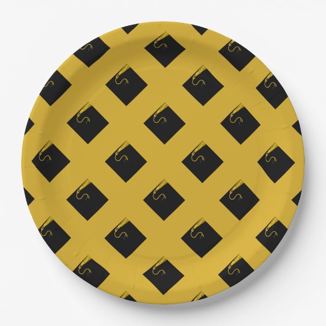 Gold and Black Graduation Paper Plate (Front)