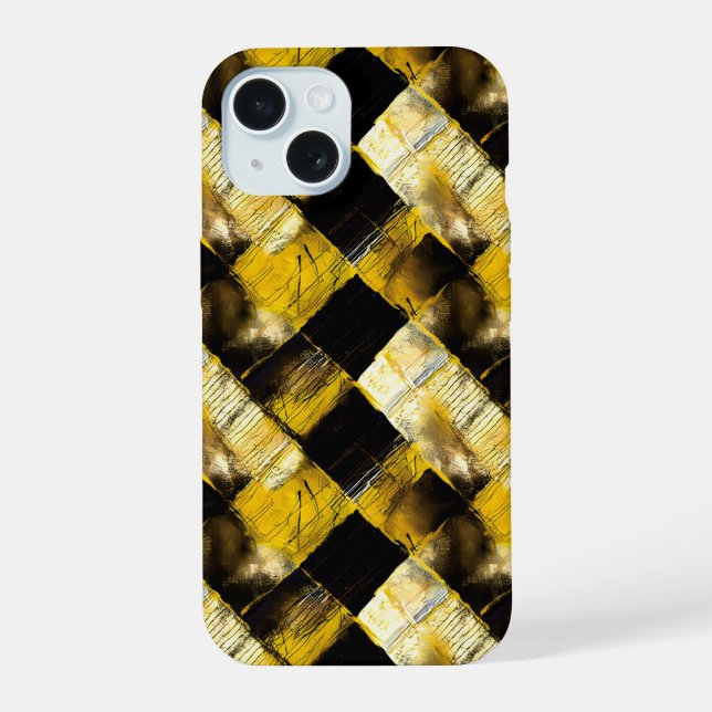 Gold and black grunge 9 iPhone 15 case (Back)