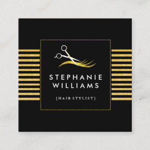Gold and Black Hair Salon Business Card Template