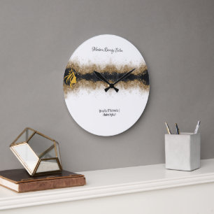  Gold and black Hairstylist  Salon Large Clock