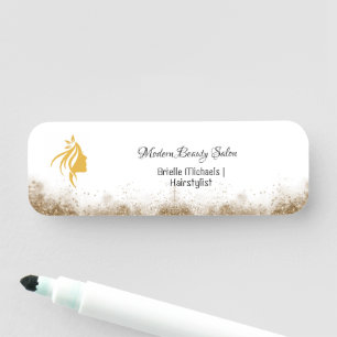 Gold and black Hairstylist Salon Name Tag