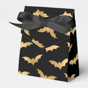 Gold and Black Halloween Bats Favour Box