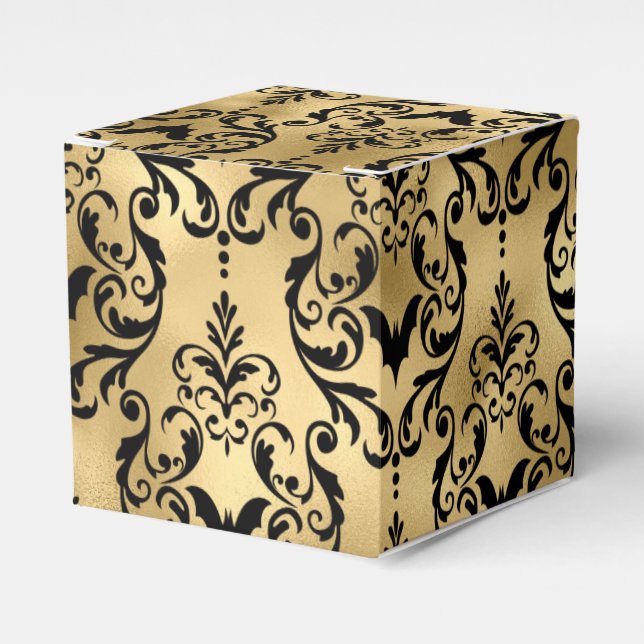 Gold and Black Halloween Damask Favour Box (Front Side)