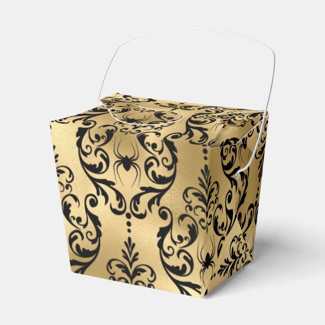 Gold and Black Halloween Damask Favour Box (Front Side)