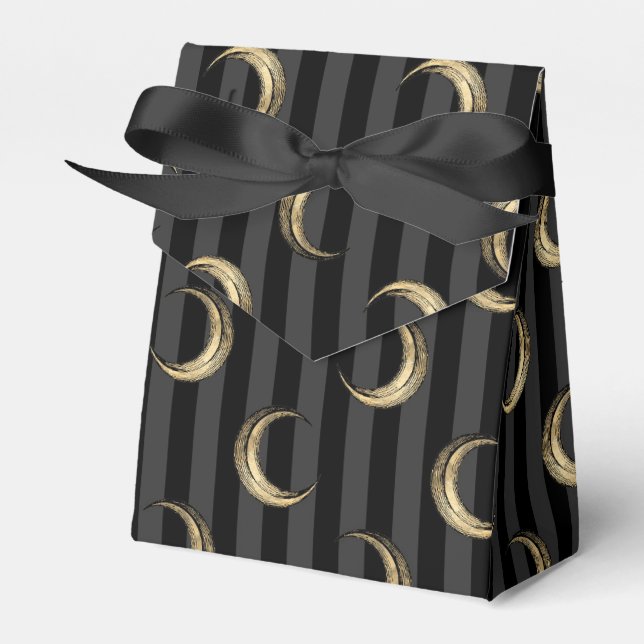 Gold and Black Halloween Moons Favour Box (Front Side)
