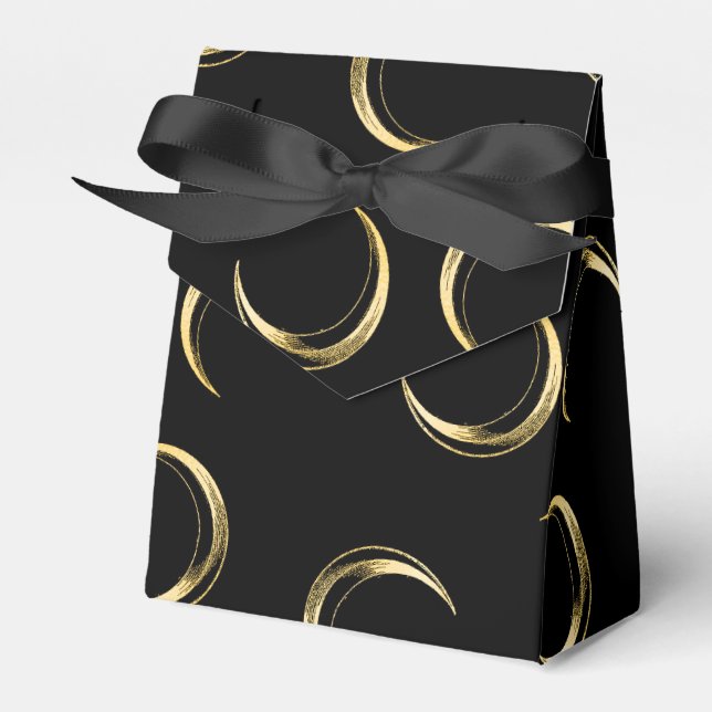 Gold and Black Halloween Moons Favour Box (Front Side)