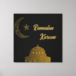  Gold and Black Happy Ramadan Kareem 2024 Canvas Print