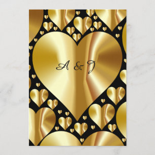 gold and black heart Classic Wedding invitation