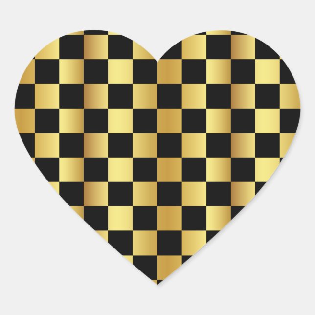 Gold and Black Heart Shape Sticker (Front)