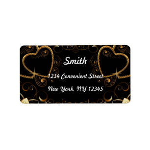 Gold And Black Hearts Return Address Label