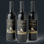 Gold and Black High Heel Shoes Cheers Custom  Wine Label<br><div class="desc">Elegant and Chic Modern Gold and Black Personalised Birthday Wine Bottle Custom Labels with Faux Glitter Yellow Gold High Heel Stiletto Shoes and custom name calligraphy script cursive with "Cheers" to birthday name's any age birthday party celebration!</div>