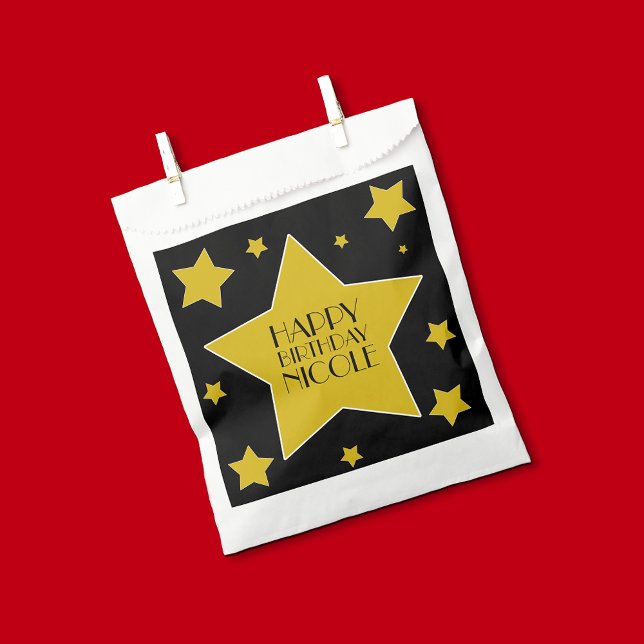 Gold And Black Hollywood Stars Birthday Favour Bags (Creator Uploaded)