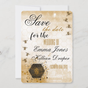 Gold and Black Honey Bee Save The Date