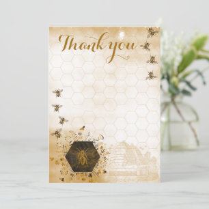 Gold and Black Honey Bee Thank You Card