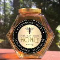 Gold and Black Honey Label with Vintage Queen Bee