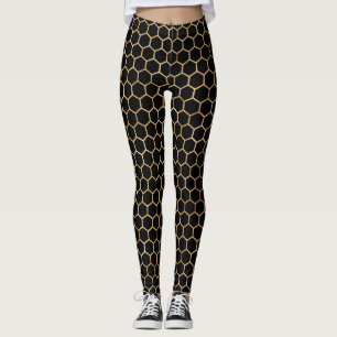 Gold and Black Honeycomb Leggings