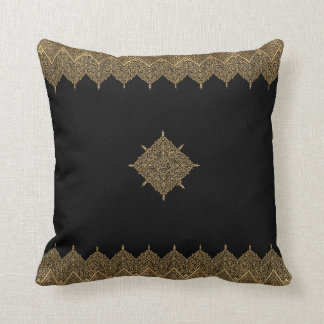 Gold and Black Indian Motif Cushion