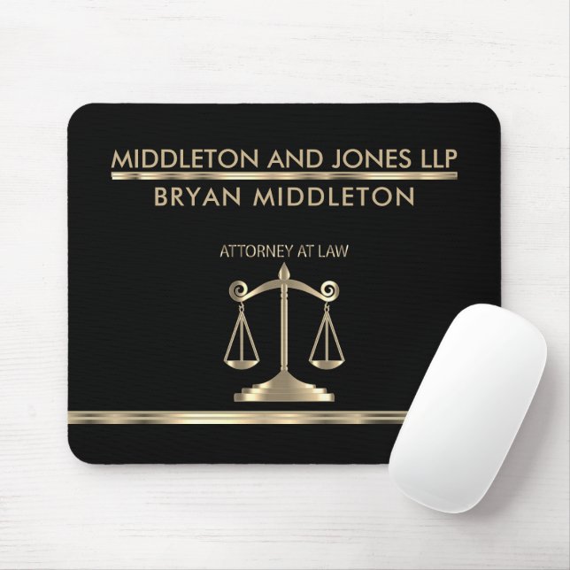 Gold and Black Law Firm Designs Mouse Mat (With Mouse)