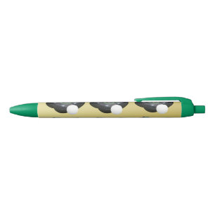 Gold And Black Lawn Bowls Pattern,   Blue Ink Pen