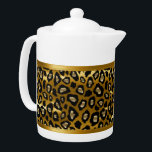 Gold and Black Leopard Animal Pattern<br><div class="desc">Teapot. Featuring a beautiful metallic gold and black leopard animal pattern. A charming accent to add to your home or give for a housewarming gift. 📌If you need further customisation, please click the "Click to Customise further" or "Customise or Edit Design" button and use our design tool to resize, rotate,...</div>