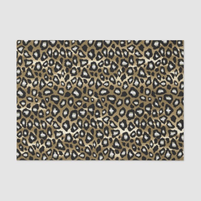 Gold and Black Leopard Animal Print Tissue Paper (Front)