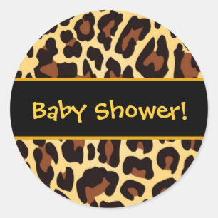Gold and Black Leopard Baby Shower Favour Classic Round Sticker