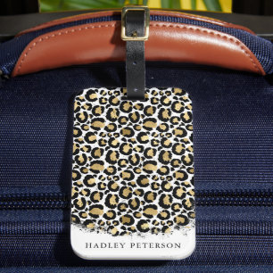 Gold and Black Leopard Print Luggage Tag