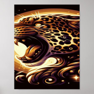 Gold and Black Leopard Wall or Door Poster