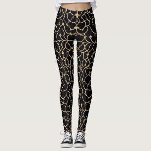 Gold and Black Line Pattern Leggings