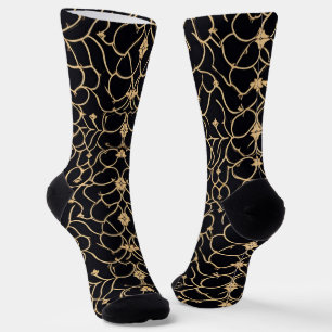 Gold and Black Line Pattern Socks