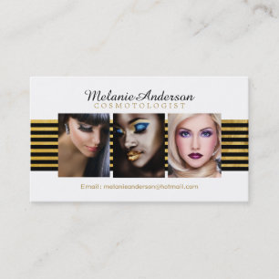 Gold and Black Makeup Artist Business Cards