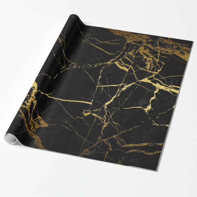gold and black marble gift wrap (Unrolled)