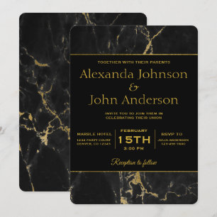 Gold and Black Marble Wedding Invitation