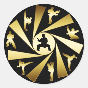 GOLD AND BLACK MARTIAL ARTS CLASSIC ROUND STICKER