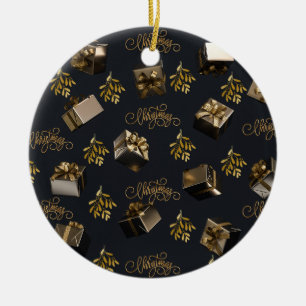 Gold And Black Merry Christmas Gift Boxes Design Ceramic Tree Decoration
