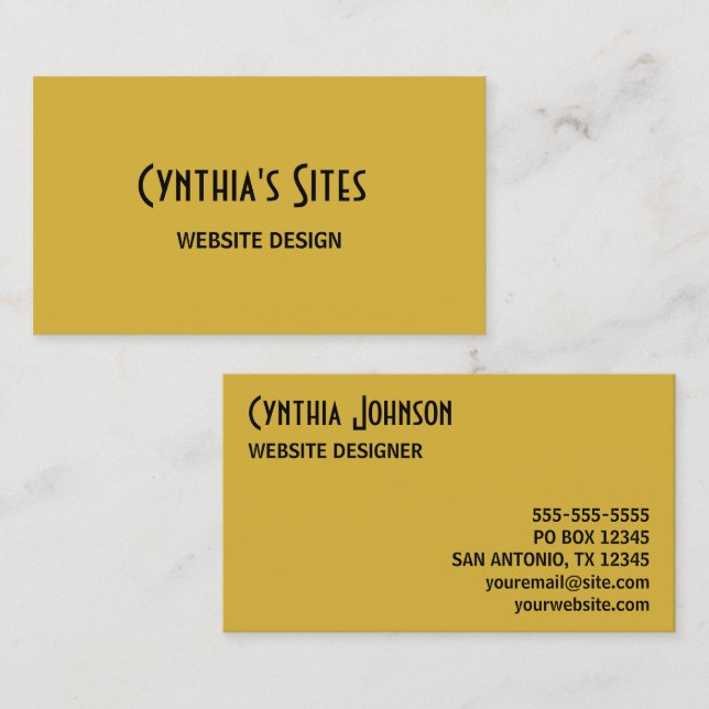 Gold and Black Minimalist Business Card (Front/Back)