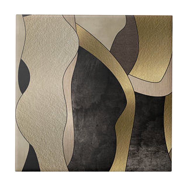 Gold and Black Modern Art Ceramic Tiles (Front)