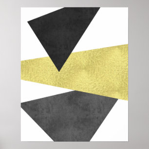 Gold and black Modern minimal geometric art Poster