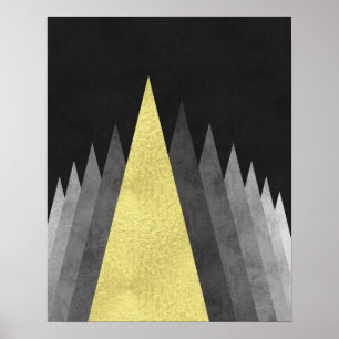 Gold and black Modern minimal geometric art Poster
