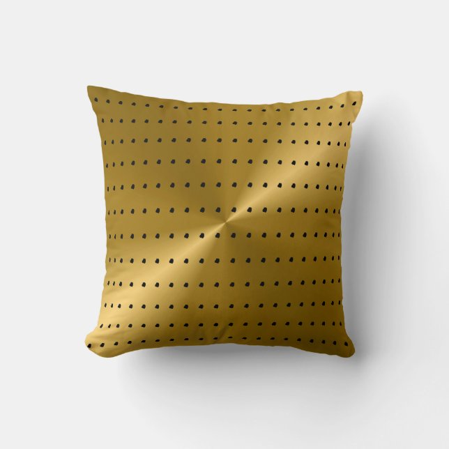 Gold and Black Modern Polka Dots Pattern Cushion (Front)